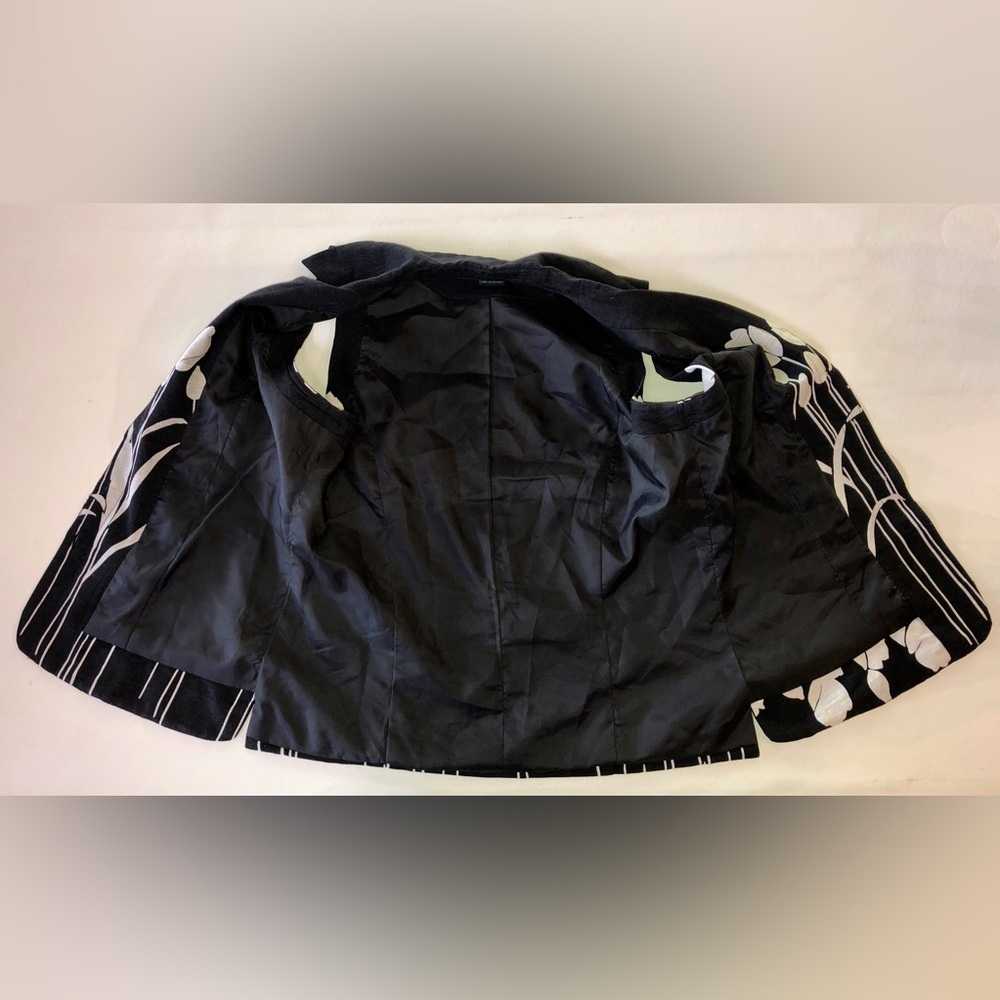 Silk SAINT TROPEZ WEST Lined Sleeveless Blouse Black Eggshell (S) - Picture 12 of 14